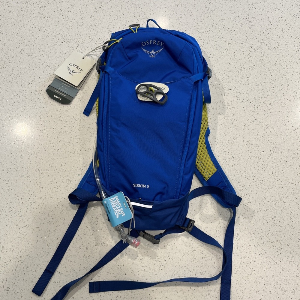 Osprey Siskin 8 Hydration Pack Men's Hiking Biking with Reservoir - Postal Blue